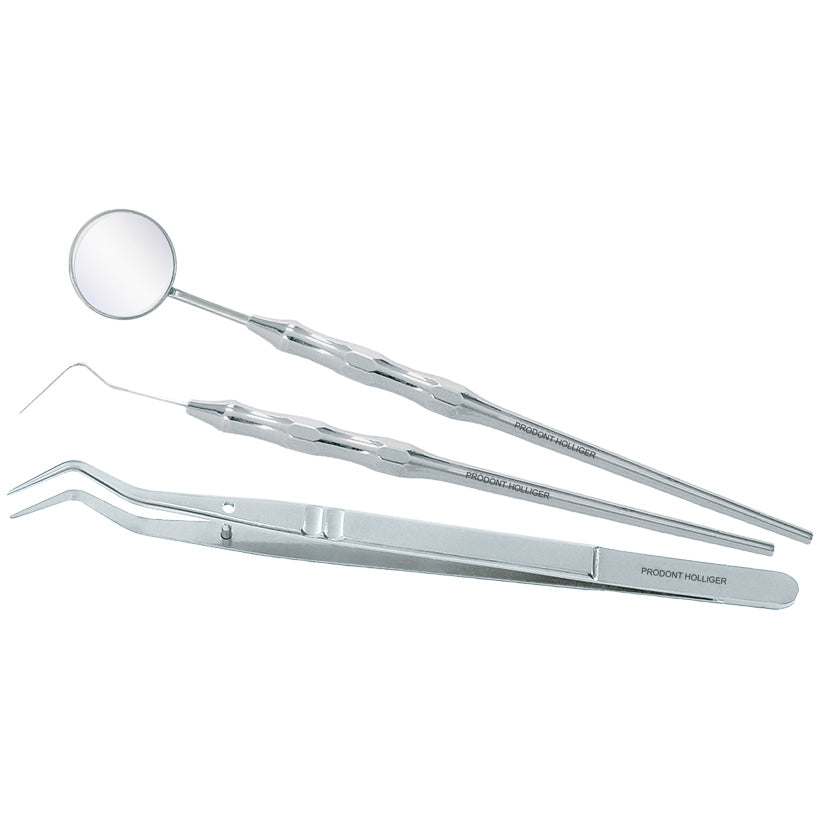 Kit d'examen 3 instruments manche Design + miroir p4 ss