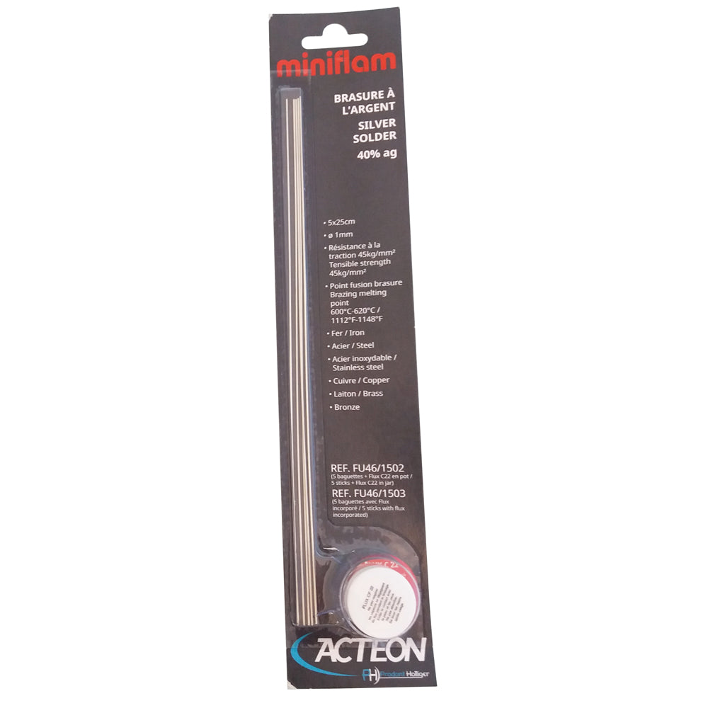 Brasure argent 40 % avec flux c22 FU46/1502